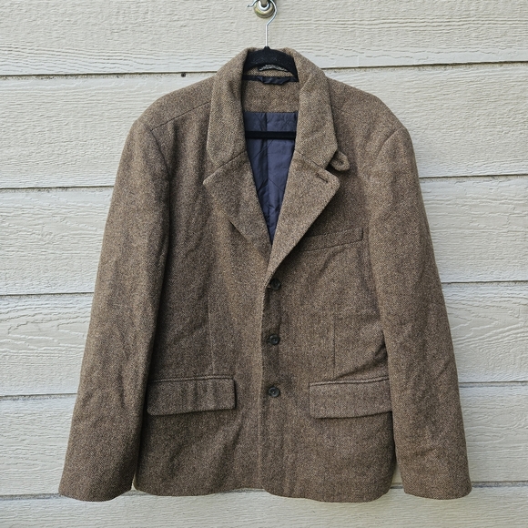 L.L. Bean Other - LL Bean Primaloft 100% Shetland Wool Brown Herringbone Tweed Sport Coat 40R